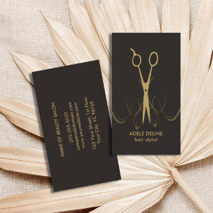 Modern Elegant Grått Guld Elegant Hair Stylist Visitkort