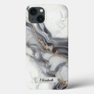 Modern Elegant grått marble art faux guld anpassni