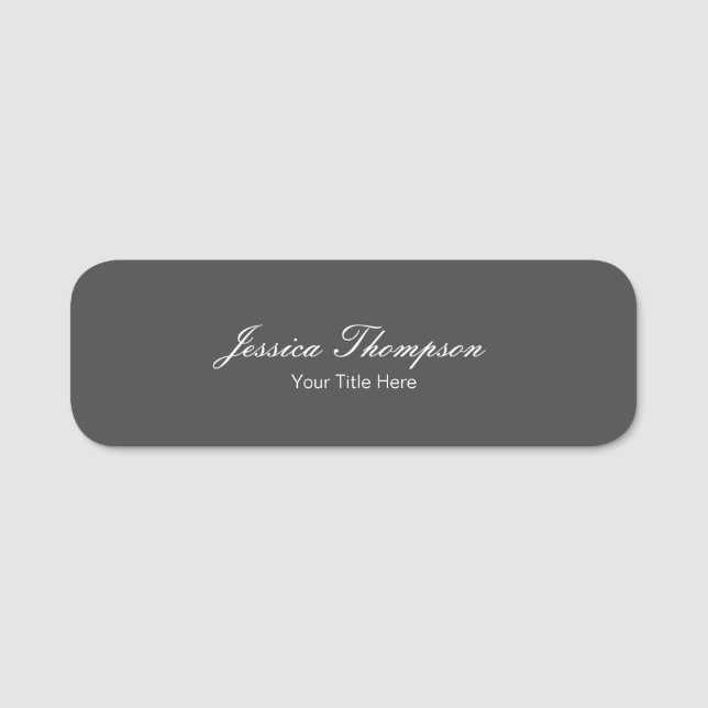 Modern Elegant Grått med enkel Professionell Namnbricka (Framsida)