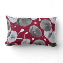 Modern Elegant Grått Poppy Flowers Burgundy
