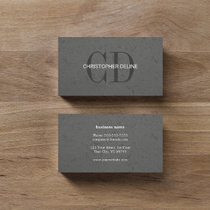 Modern Elegant Grått Stone Monogram Consultant Visitkort