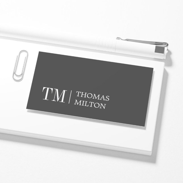 Modern Elegant Grått White Bold Monogram Consultan Visitkort (Skapare uppladdad)