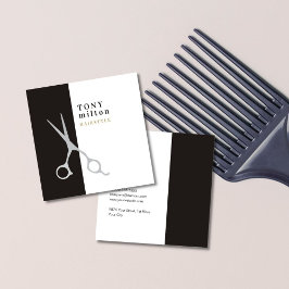 Modern Elegant Grått White Rand Hair Stylist Fyrkantigt Visitkort