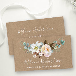 Modern Elegant Greenery Botanical Blommigt Kraft Visitkort