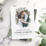 Modern Elegant Greenery Photo Overlay Bröllop Inbjudningar<br><div class="desc">Romantisk,  elegant greenery silhouette fotoöverlägg bröllopsinbjudningar med de två lodräna foton.</div>