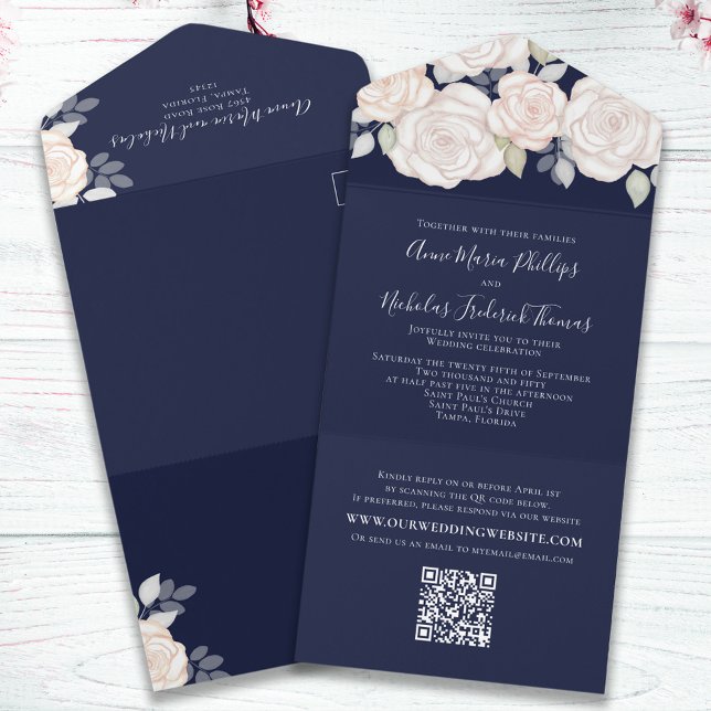 Modern Elegant Greenery Watercolor Blommigt QR-kod (Skapare uppladdad)