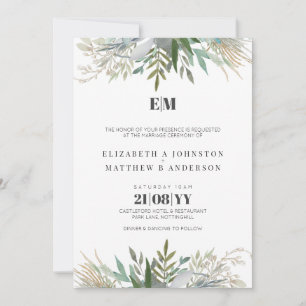 Modern elegant Grey bröllopsinbjudan