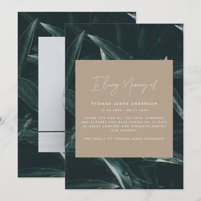 Modern elegant grief minne bild (Fram/baksida)