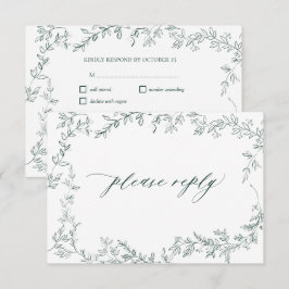 Modern Elegant Grön Blad-Hemsida RSVP OSA Kort