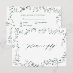 Modern Elegant Grön Blad-Hemsida RSVP OSA Kort