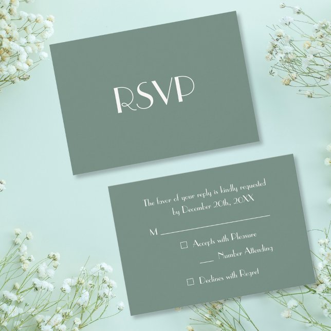 Modern Elegant Grön Fest Svar Inbjudan Kort (Modern Elegant Green Party RSVP Invitation Card)