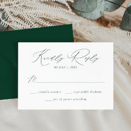 Modern Elegant Grön Script Bröllop OSA Kort