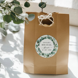 Modern Elegant Grönska Bröllopsdusch Runt Klistermärke