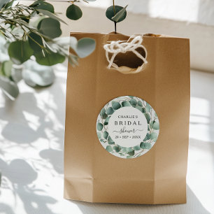 Modern Elegant Grönska Bröllopsdusch Runt Klistermärke