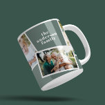 Modern elegant grönt för flera fotofamiljsage kaffemugg<br><div class="desc">Modern snyggt med flera fotofamiljers hemdekorpresenter i eleganten. Modern grönt färg kan ändras.</div>