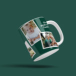Modern elegant grönt för flera fotogrupper kaffemugg<br><div class="desc">Modern snyggt med flera fotofamiljers hemdekorpresenter i eleganten. Modern grönt färg kan ändras.</div>