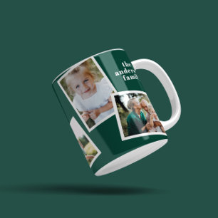 Modern elegant grönt för flera fotogrupper kaffemugg