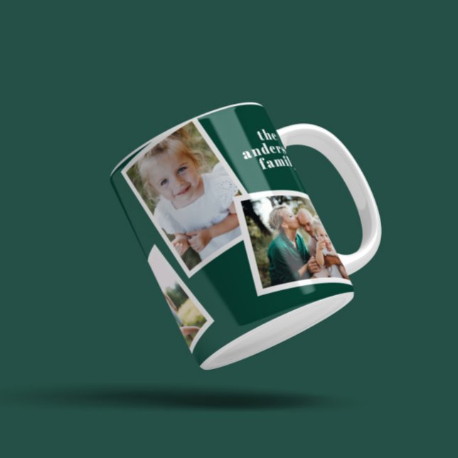 Modern elegant grönt för flera fotogrupper kaffemugg (Skapare uppladdad)