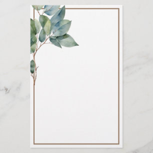 Modern elegant grönt guld botaniska eukalyptus brevpapper