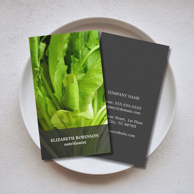 Modern Elegant Grönt Löv Nutritionist Visitkort (Skapare uppladdad)
