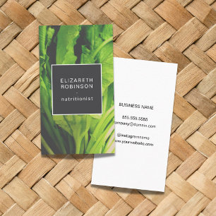 Modern Elegant Grönt Löv Nutritionist Visitkort