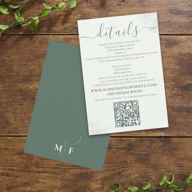 Modern Elegant Grönt - minimalistisk QR-kodwebbpla Tilläggskort (Skapare uppladdad)