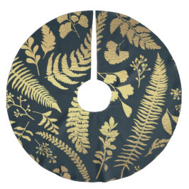 Modern Elegant Grönt och Guld jul Julgransmatta Borstad Polyester