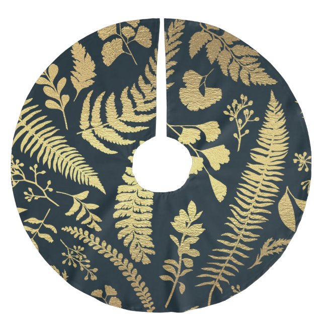 Modern Elegant Grönt och Guld jul Julgransmatta Borstad Polyester (Framsidan)