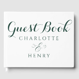 Modern Elegant Grönt och Vita Bröllop Gästböcker