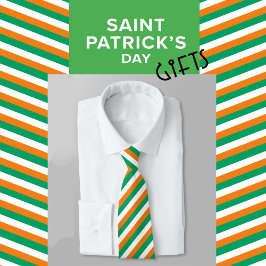 Modern Elegant Grönt Orange Irish Flagga Stripe Slips