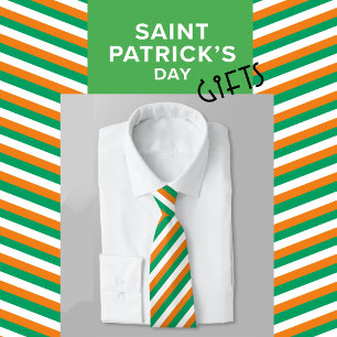 Modern Elegant Grönt Orange Irish Flagga Stripe Slips