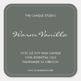 Modern Elegant Grönt Sage Packaging Candle Fyrkantigt Klistermärke