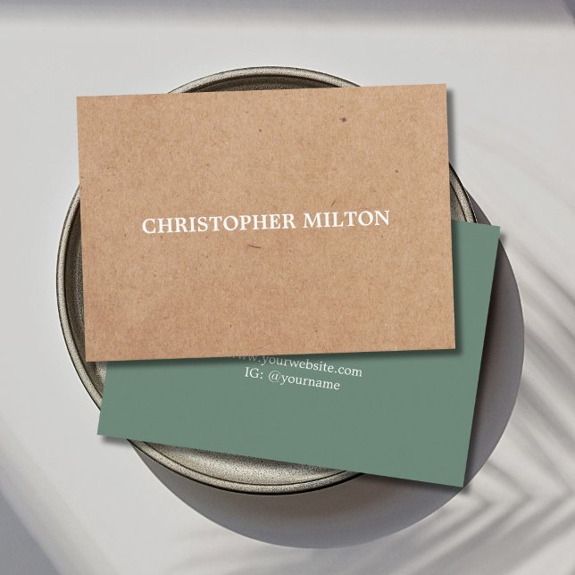 Modern Elegant Grönt tryckt KraftPaper Consultant Visitkort (Skapare uppladdad)