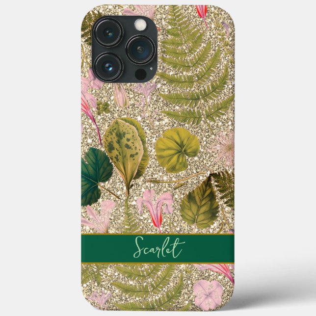 Modern elegant grönt vår löv och blommor Ca (Baksida)