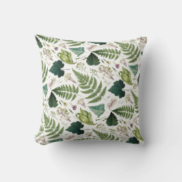 Modern elegant grönt vår löv och blommor kudde