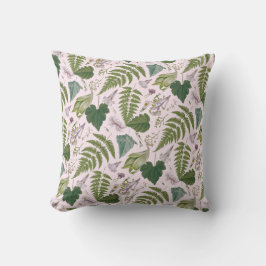 Modern elegant grönt vår löv och blommor kudde