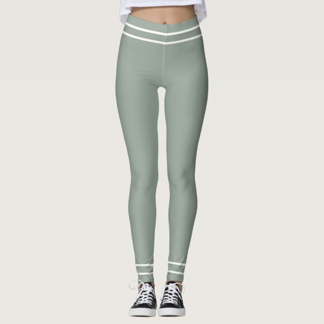Modern Elegant Grönt Vit Pastel Färg Modisk Leggings (Framsida)