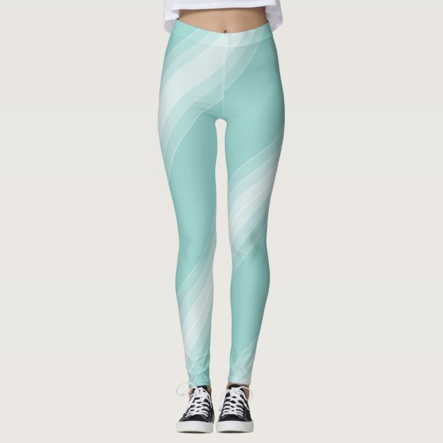 Modern Elegant Grönt - vit Snyggt Leggings (Framsida)