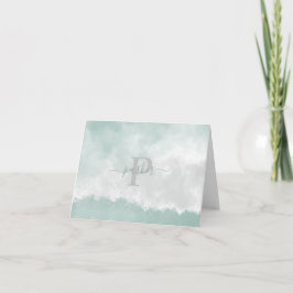 Modern Elegant Grönt Watercolor Monogram Anteckningskort