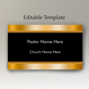 Modern Elegant Guld Anpassad Text Kyrka Pastor Visitkort
