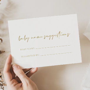 Modern Elegant Guld Baby Namn-förslagskort Visitkort