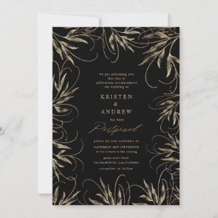 modern elegant guld botaniskt uppskjuten Bröllop Inbjudningar