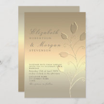 Modern Elegant Guld bröllopsinbjudan