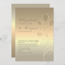 Modern Elegant Guld bröllopsinbjudan Inbjudningar