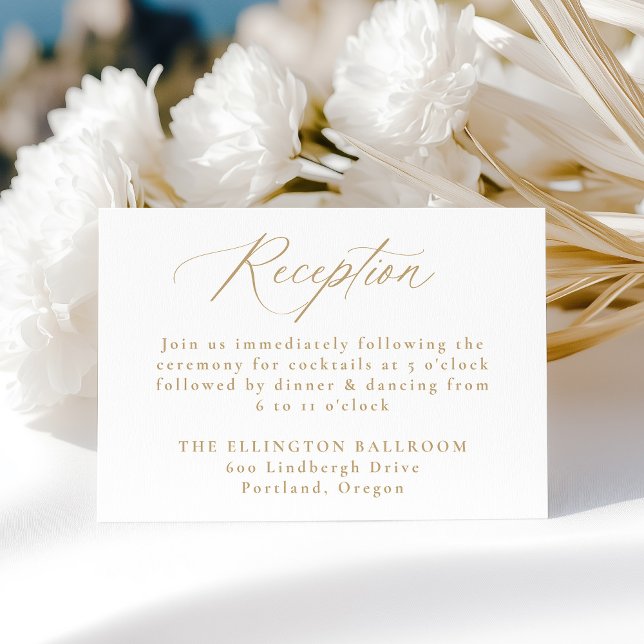 Modern Elegant Guld Calligraphy bröllopsmottagning Tilläggskort (Skapare uppladdad)