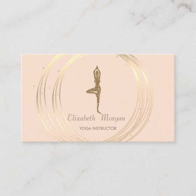 Modern Elegant Guld Cirklar Glitter Yoga Flicka Visitkort (Framsida)