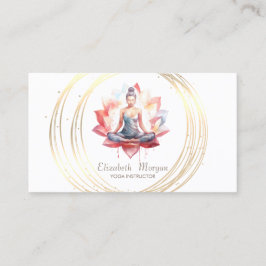 Modern Elegant Guld Cirklar Yoga Flicka Lotus Visitkort