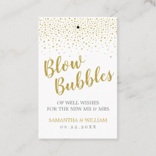Modern Elegant Guld Confetti Bröllop Bubble Märkre Visitkort