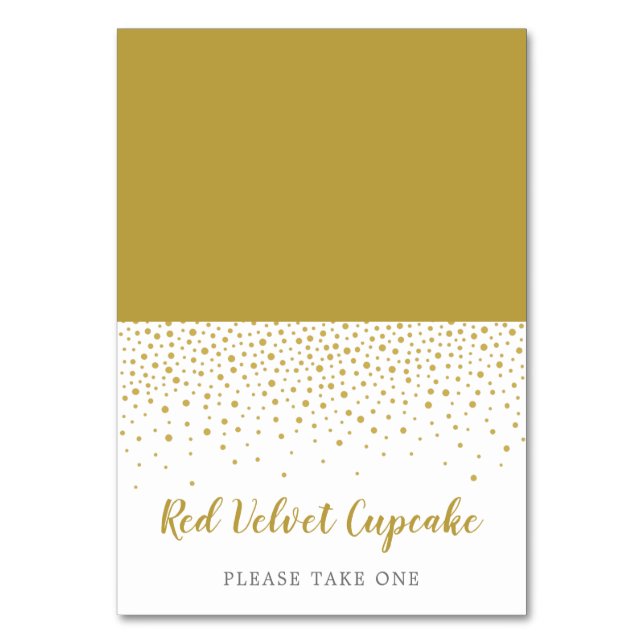 Modern Elegant Guld Confetti Bröllop Buffet-etiket Bordsnummer (Framsidan)