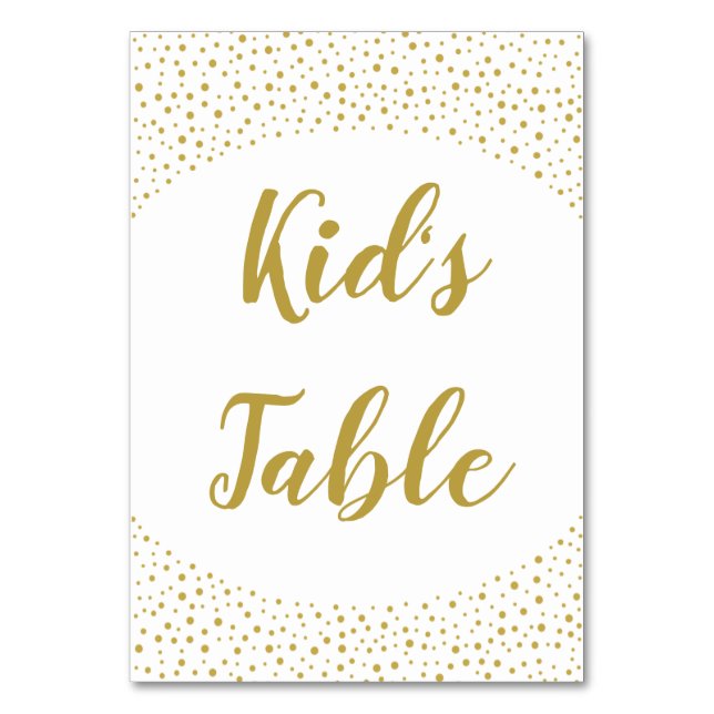 Modern Elegant Guld Confetti Bröllop KIds' Bordsnummer (Framsidan)